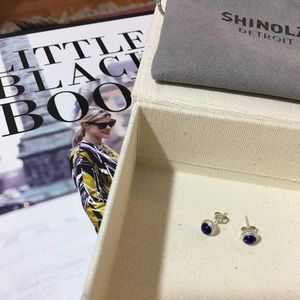 SHINOLA NEW! Coin Edge Lapis STERLING SIL Earrings